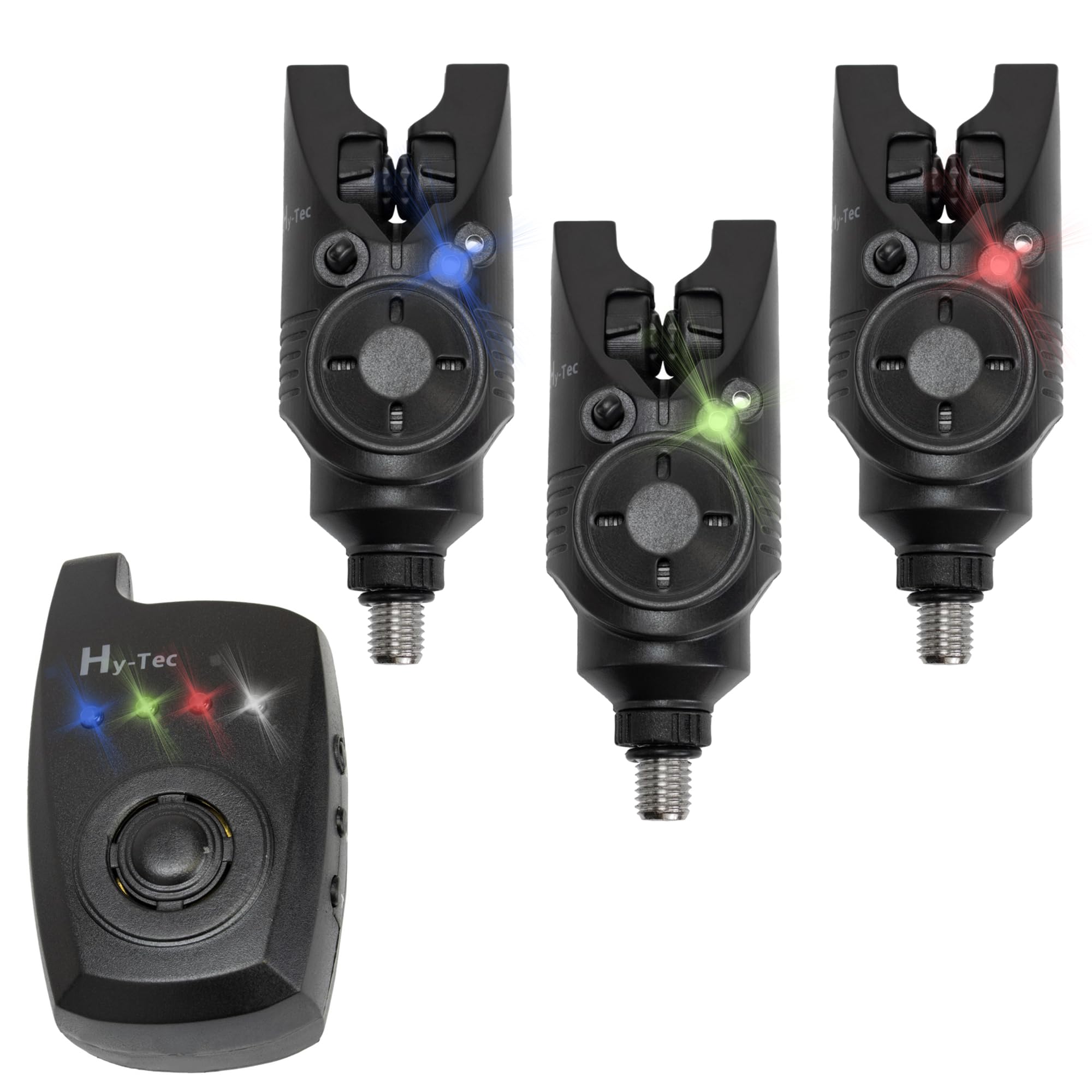 Funkbissanzeiger Set Hy-Tec 3+1 150m Reichweite für Karpfenangeln | 3+1 Set mit Empfänger im Koffer, 150m Reichweite, 4 Lautstärken & Töne, wetterfest – fürs Karpfen-Ansitzangeln
