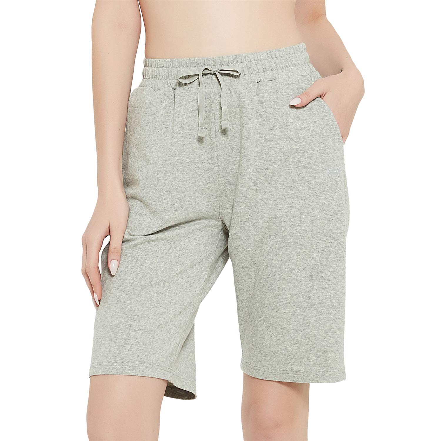 Jimilaka Women's 10" Active Bermuda Shorts Running Walking Workout Shorts Pajama Yoga Shorts with Pockets