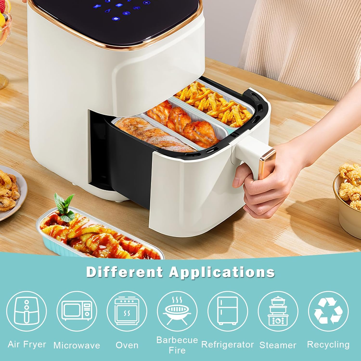 200Pack Mini Cake Pans Disposable Mini Loaf Pans with Lids and Spoons and Stickers, 6.8Oz Aluminum Foil Pans Tins, Individual Dessert Cups Containers for Sales,Party,Picnics Sky Blue