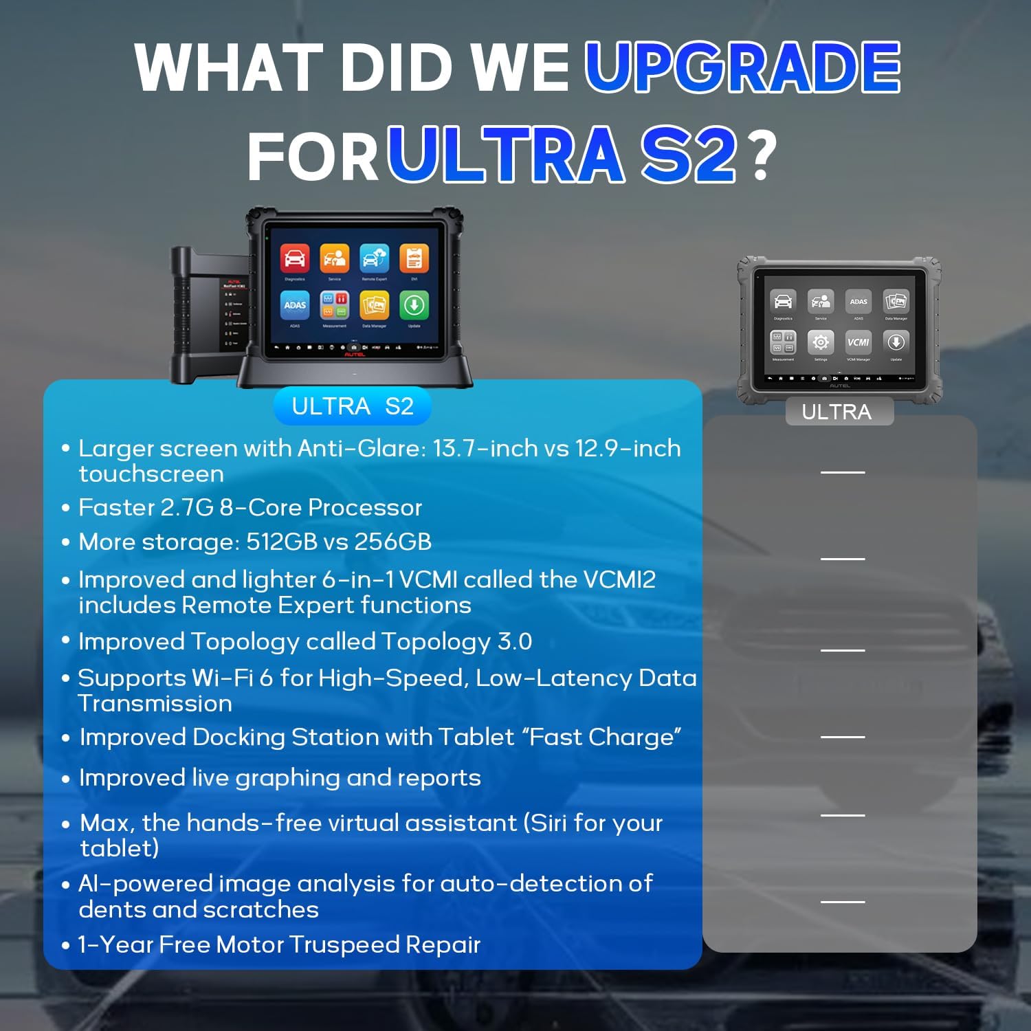 Autel MaxiSYS Ultra S2 OBD2 Scanner, New Diagnostic with AI, Upgraded MS Ultra, 6-in-1 VCMI2, Topology 3.0, EV Tests, WiFi 6, 48+ Services, Motor Truspeed Repair, Multi-Point DVI, ECU Programming