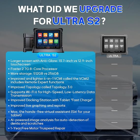 Autel MaxiSYS Ultra S2 OBD2 Scanner, New Diagnostic with AI, Upgraded MS Ultra, 6-in-1 VCMI2, Topology 3.0, EV Tests, WiFi 6, 48+ Services, Motor Truspeed Repair, Multi-Point DVI, ECU Programming