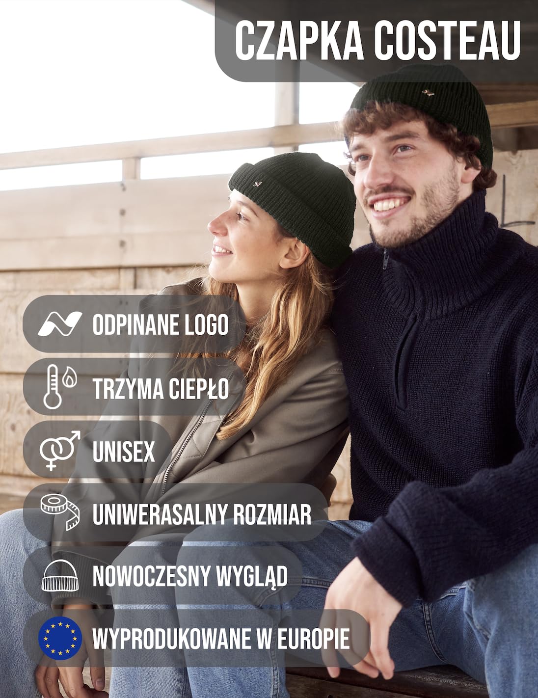 NYTTED® Cousteau czapka krótki kształt ze 100% najdelikatniejszej żywej wełny dla kobiet i mężczyzn