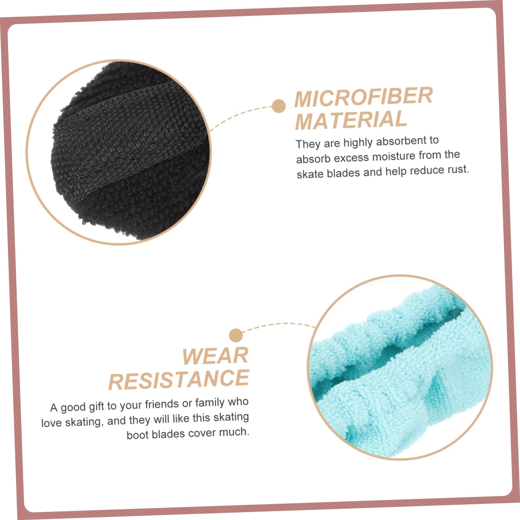 ibasenice Couvre Lames De Patinage Microfibre De Protections pour Lames De Patins À Glace Adaptés Aux Et Aux Adultes S Noir Bleu