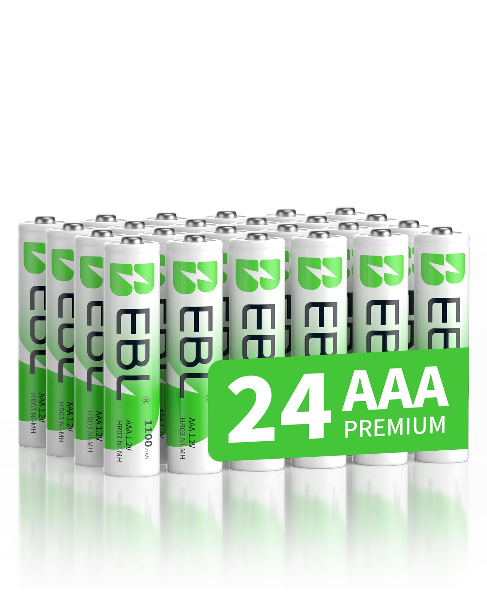 EBL AAA Rechargeable Batteries 24 Counts, Ni-MH Rechargeable AAA Batteries 1100mAh 1.2V Batteries
