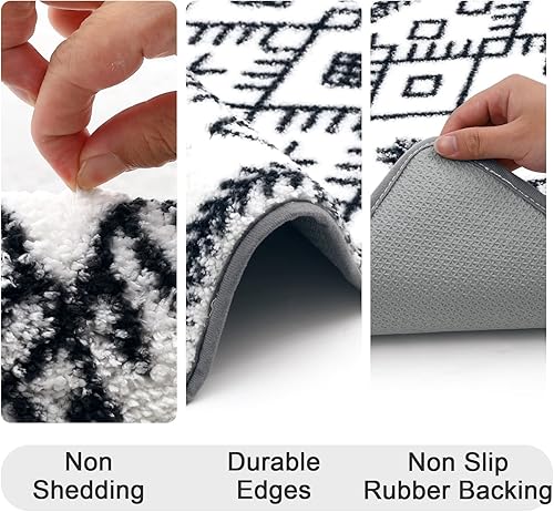 Miniatura 6 de HEBE - Juego de 3 alfombras de baño antideslizantes con tapete de inodoro en forma de U, tapetes de baño de microfibra absorbente para alfombras de