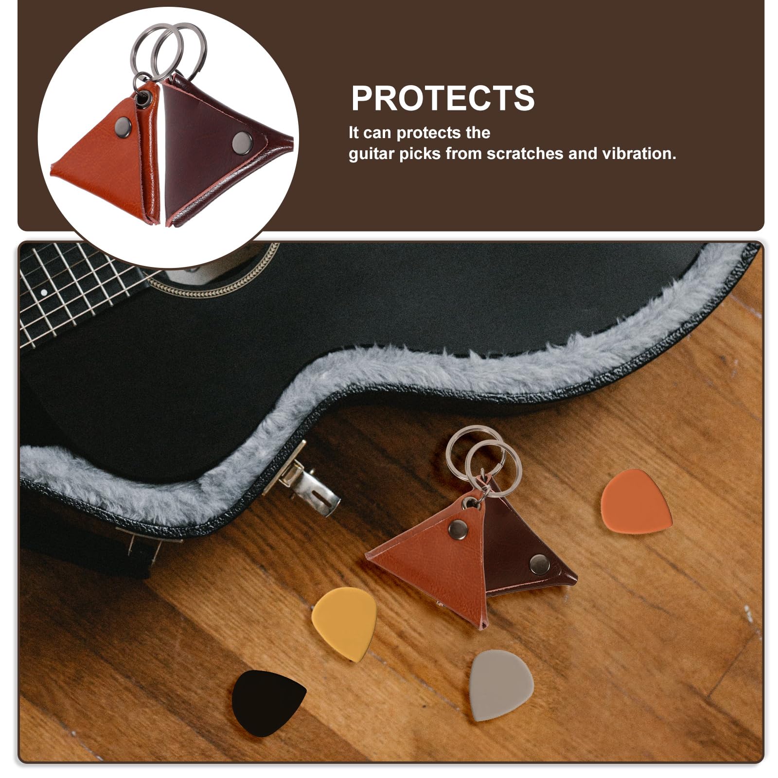ifundom 2pcs Guitar Picks Holder PU Leather Picks Keychain Organizer Holder Case Storage Pouch Box Plectrums Bag Acoustic Electric Guitar Accessories Stuff - Image 4