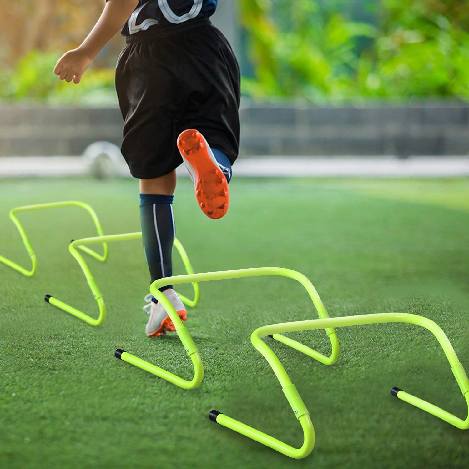 NAIZY Haies de Coordination Obstacles d'entraînement Vitesse Speed/Agility Football Réglables en Hauteur - Aide à l'entraînement Multi-sports de la Souplesse et de la Coordination, Vert (Lot de 6)