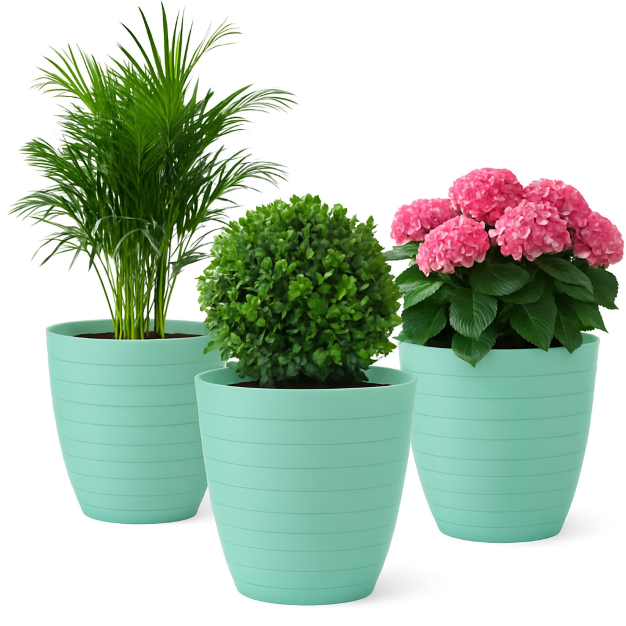 Maceteros Decorativos Interior y Maceteros Grandes Exterior - 3X Macetas Grandes Blanco Elegante (30 cm) Macetas Plastico con Drenaje - Tiestos para Plantas, Jardín, Terraza y Balcón — view 20