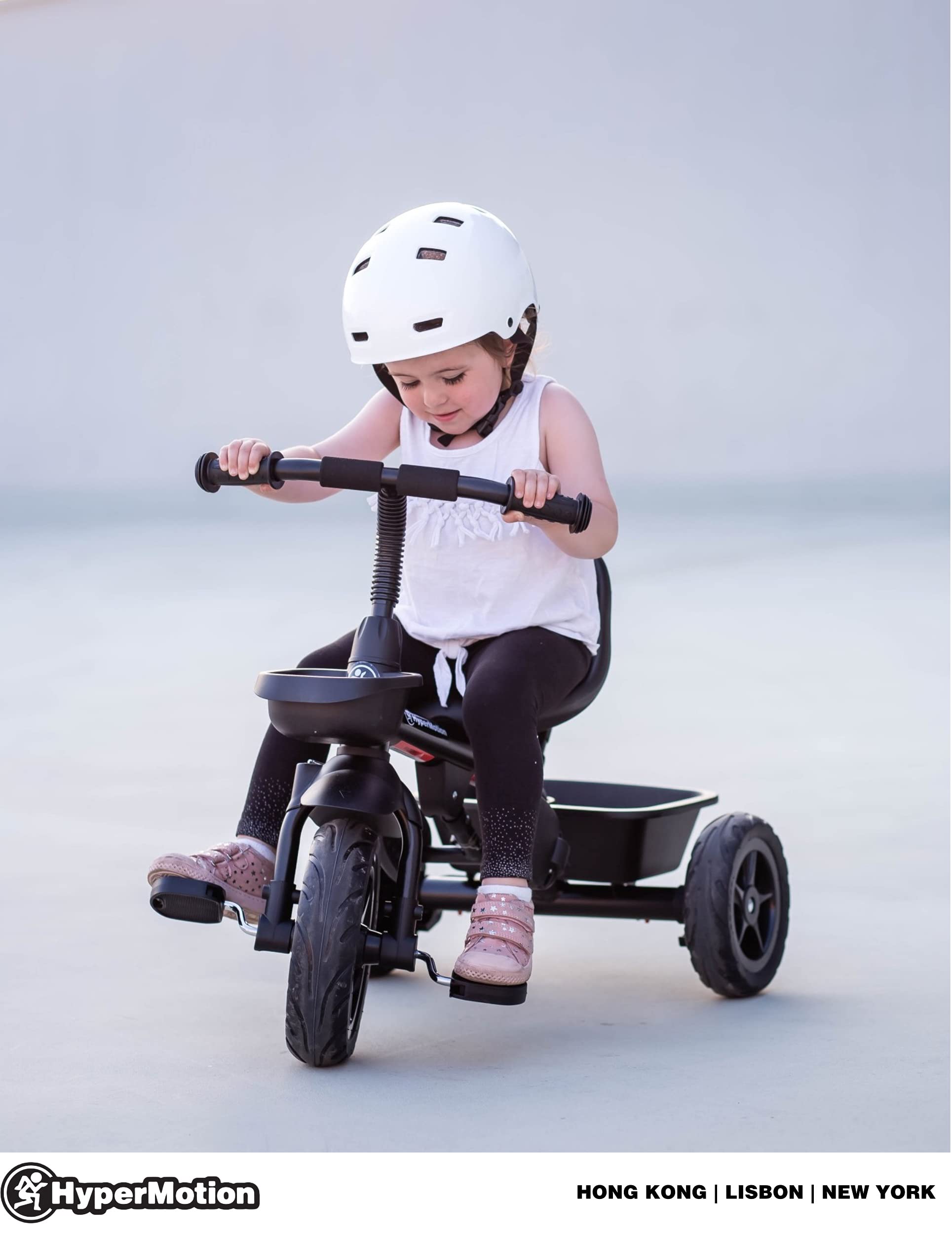 HyperMotion TOBI Vector Triciclo Passeggino con Maniglione per Genitori - Bicicletta Bambini Prima Età con Cinture Sicurezza e Ruote Larghe - Triciclo Bambini Stabile, Nero