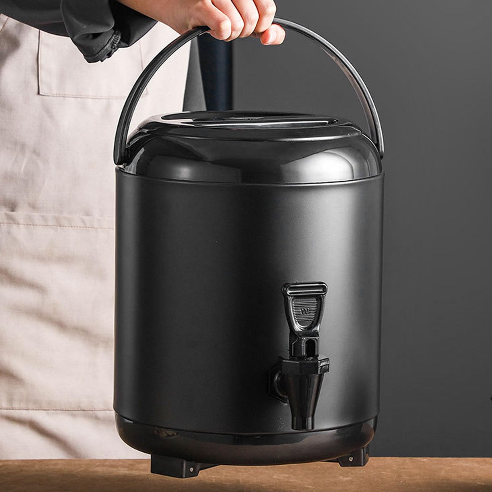 Wakects Izolowany dozownik do napojów, 12 l, izolowany na herbatę, wyświetlacz LCD, dozownik herbaty, dozownik napojów ze stali nierdzewnej, urna ze składanym statywem do sklepu z mlekiem