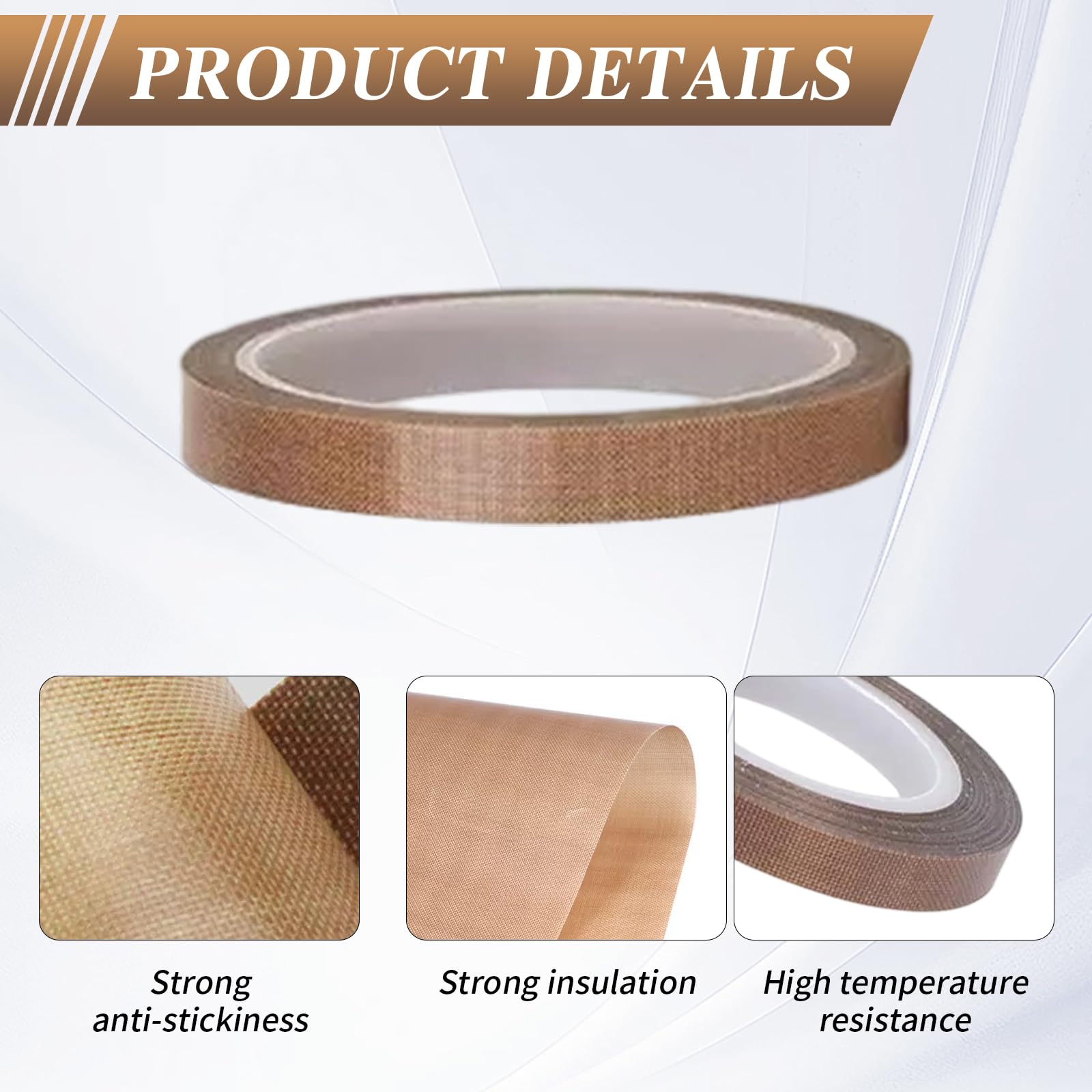 Taśma klejąca o wysokiej temperaturze, 13 mm x 10 m, z powłoką PTFE, powlekana PTFE, taśma z tkaniny szklanej, odporna na wysokie temperatury, teflonowa, odporna na wysokie temperatury, do zgrzewarki