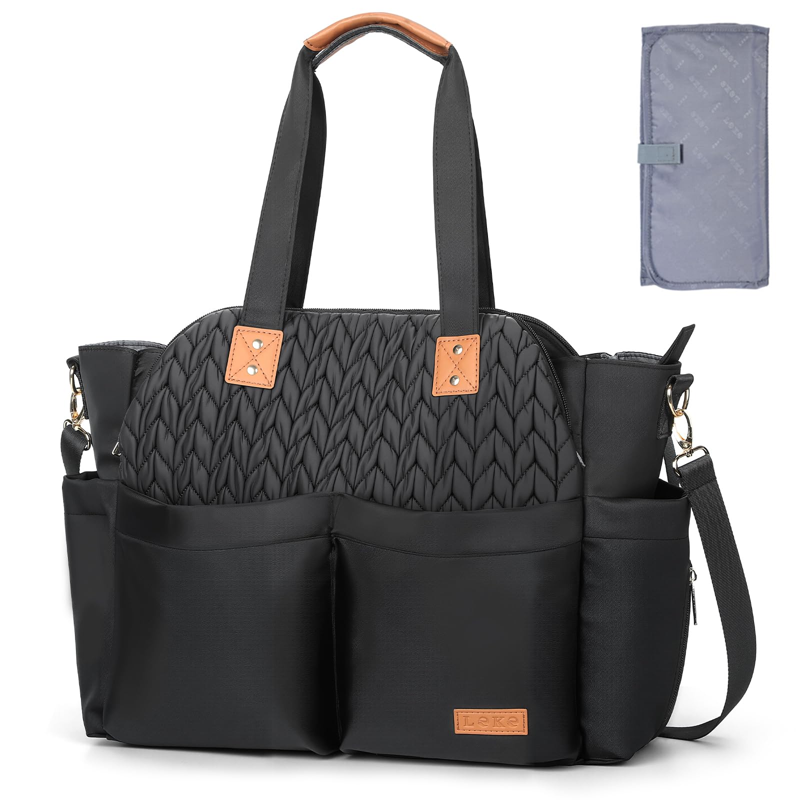 Lekebaby Borsa Fasciatoio Neonato Bambini per Passeggino, Impermeabile Multifunzionale Borsas Mamma Neonato con Fasciatoio Portatile e Ganci Passeggini Adatta per Viaggi/Shopping