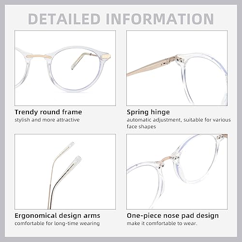 Miniatura 4 de SOPHILY Gafas de lectura redondas para mujeres y hombres, multienfoque progresivolente ampliada completa, bloqueador de luz azul