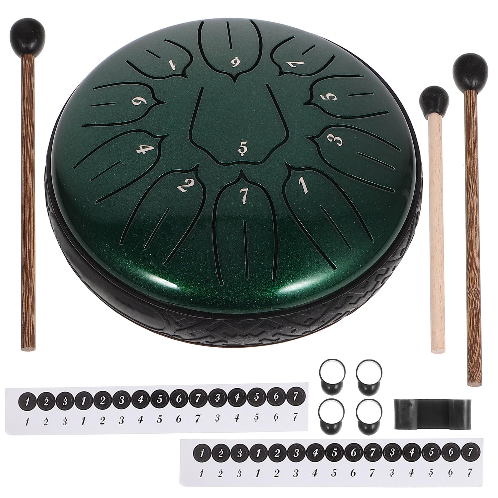 Kinderinstrument Tasche Drum 6 Zoll 11 Töne Stahlzungentrommel | Grün, mit Schlägel und Sticks, für Kinder, Lernspielzeug mit Ruhigem Klang, Fördert Konzentration