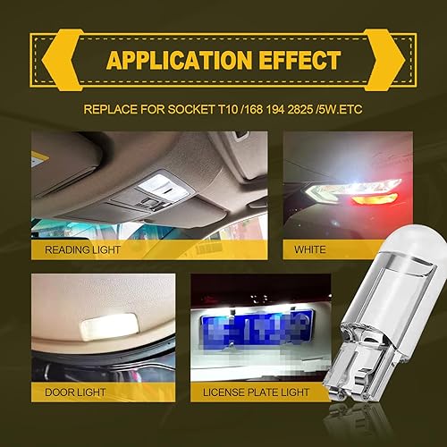 Miniatura 7 de 30 bombillas LED 194 para automóvil, 6000K 168 2825 W5W T10, cuña, COB, sin errores, para automóvil, cúpula, mapa, puerta, cortesía, luces de