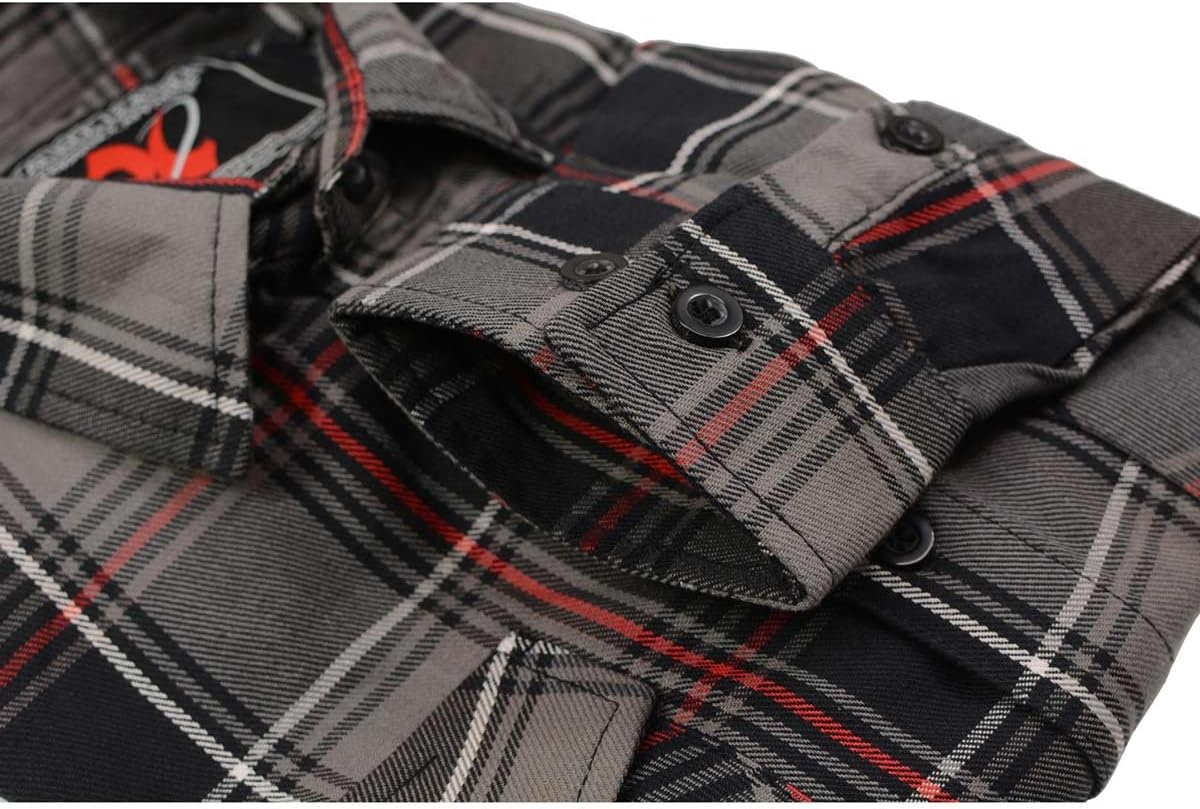 Milwaukee Leather MNG11658 Men's Black and Grey with Red Long Sleeve Cotton Flannel Shirt - Image 7