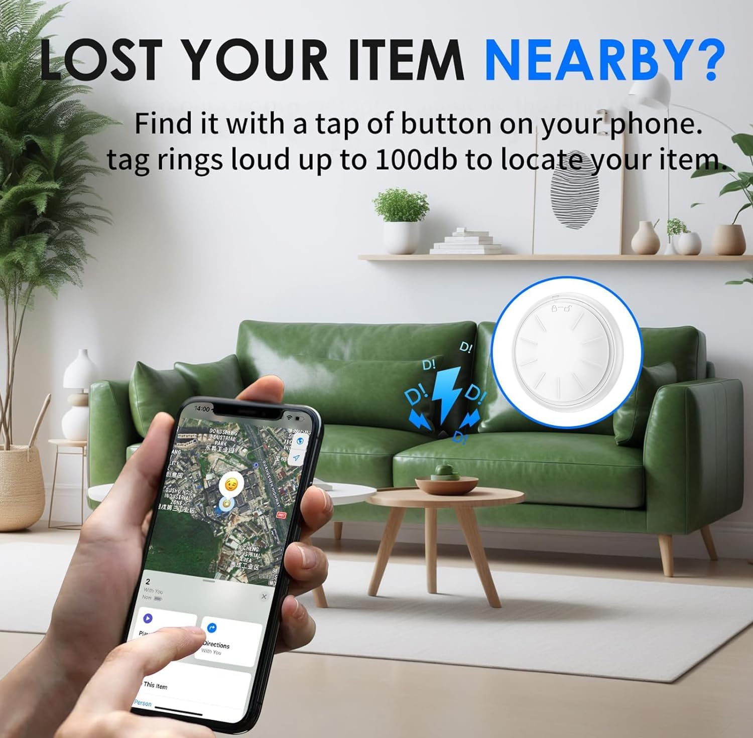 Rastreador de aire, buscador de llaves funciona con Find My App (solo iOS), etiqueta de rastreador Bluetooth para llaves, equipaje, maletas y mascotas, pitido fuerte, seguimiento mundial, batería