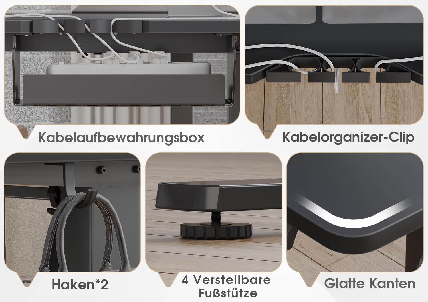 Devoko Höhenverstellbarer Schreibtisch L Form, L-förmig Schreibtisch Höhenverstellbar Elektrisch, Eckschreibtisch Ergonomischer Steh-Sitz Tisch Computertisch
