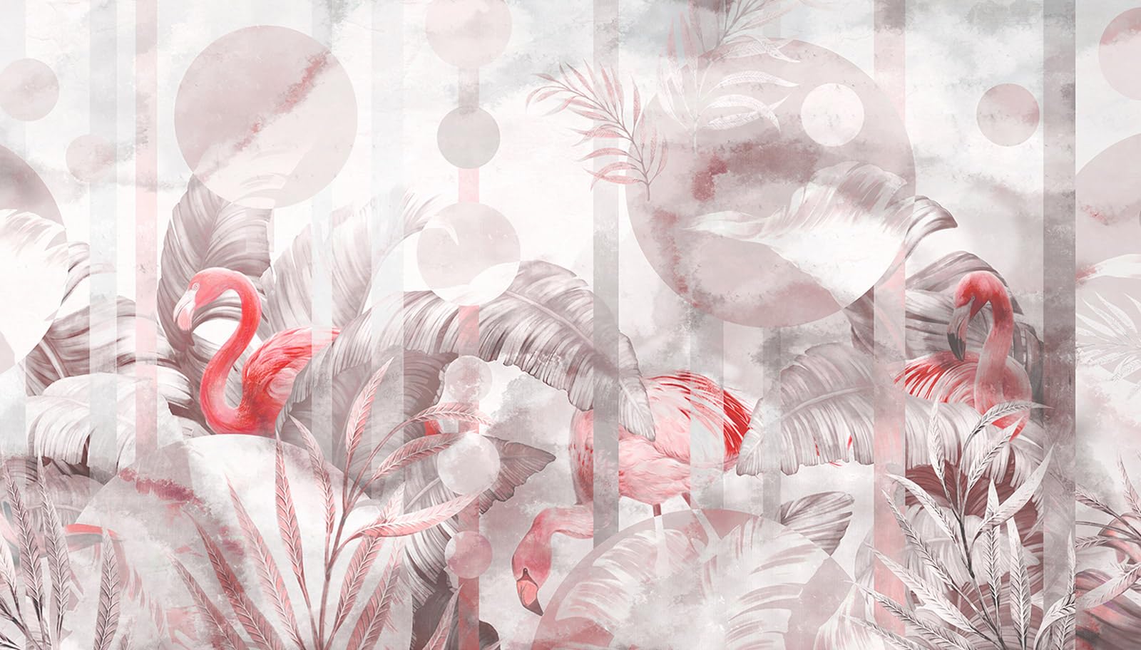 Papier peint panoramique Lumalea Flamants Roses, décor mural haut de gamme