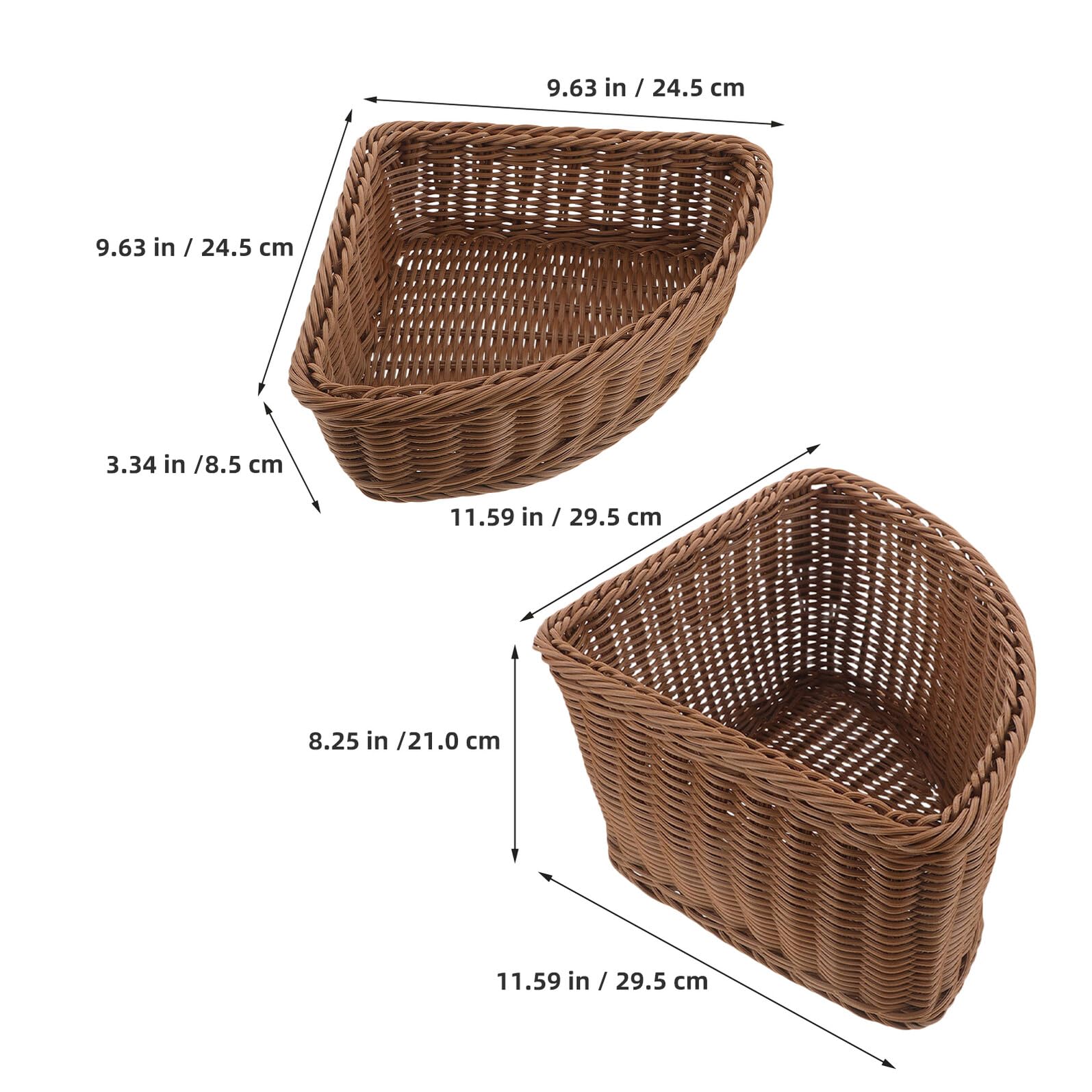 Cabilock Cesta de Almacenamiento en Forma de Abanico para Esquinas Juego de 2 Piezas de Plástico Imitación Ratán Tamaños 245X85 CM y 295X21 CM Organizador Multiusos para Cocina Baño