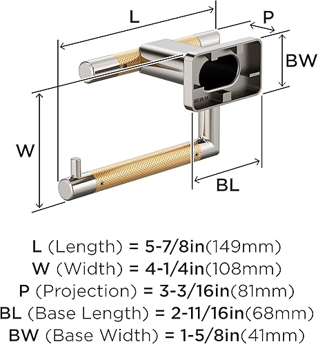 Vista 118 de Amerock BH26615PNBBZ Toallero de níquel pulido/champán dorado Toallero de 24 pulgadas (24.016 in) Esquire Toallero de baño Accesorios