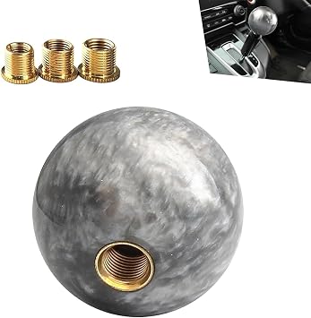 WZP Car Round Ball Shift Knob, Personalized Nebula Grip Shifter Knob with 3 Threaded Adapter, Universal for Most Manual Automatic Gear Shift Knobs Gray