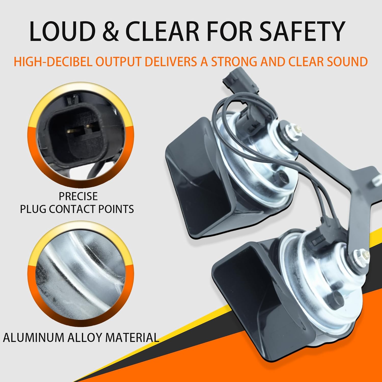 Dual Track Horn Assembly With Bracket Waterproof Compatible with Ford F250 F350 F450 F550 2008-2010 E150 E250 E350 E450 2005-2014 12V 410Hz Replace OE 8C2Z-13832-C 8C2Z13832C