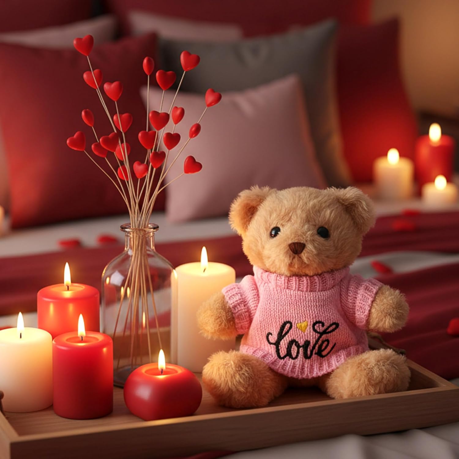 12 Pcs Valentine's Day Teddy Bear Bulk Stuffed Animals 8 Inch Mini Plush Bear Toys for Valentine Gift Party Favor Girlfriend Wedding Anniversary(Brown, White,Sweater Style)