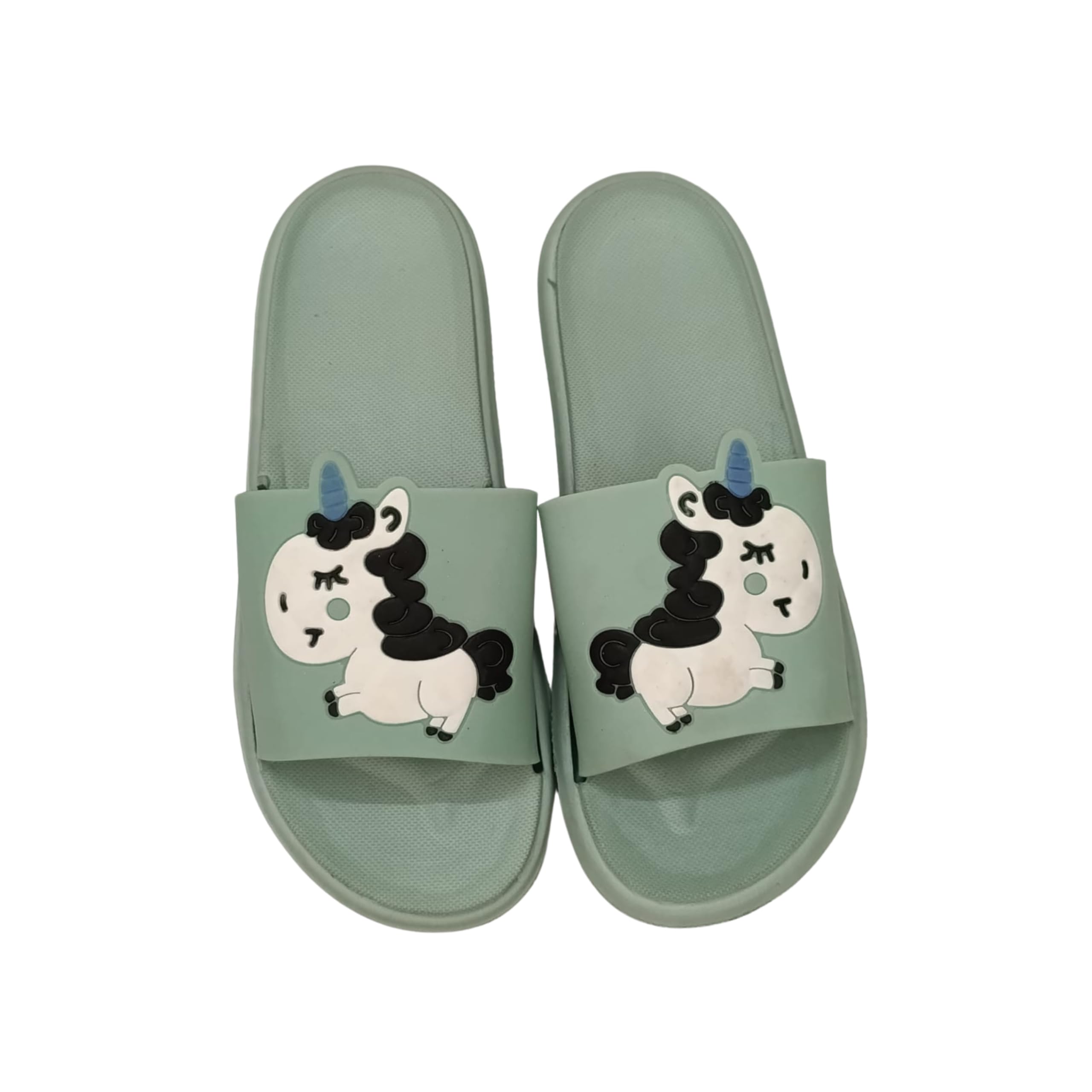 Soft comfortable and stylish flip flop slippers for Women in exciting colors Lightweight Daily Use Slides (ladies floater Green unicorn)