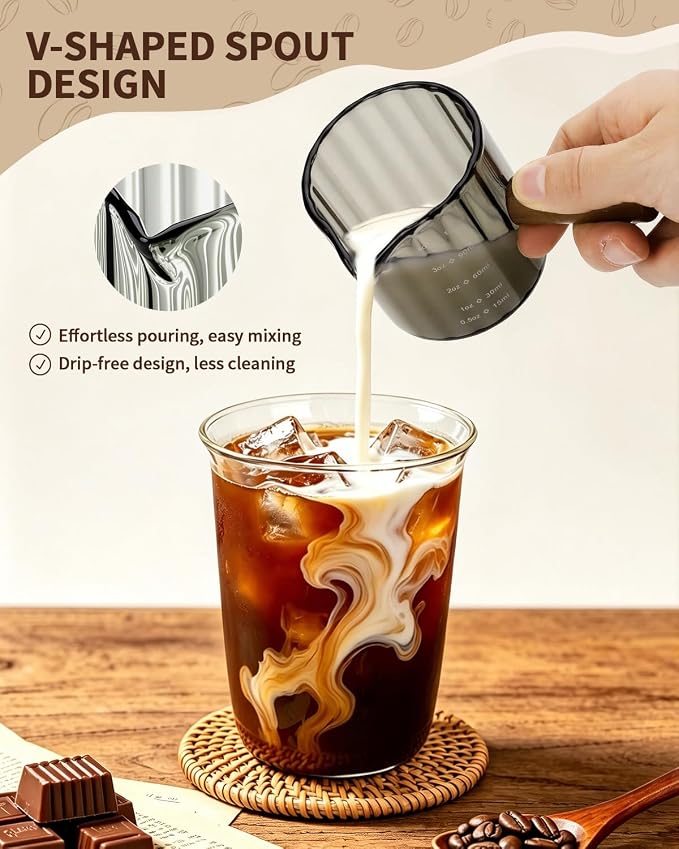 2 pack de vasos medidores para espresso de vidrio borosilicato de 4oz miniatura 5
