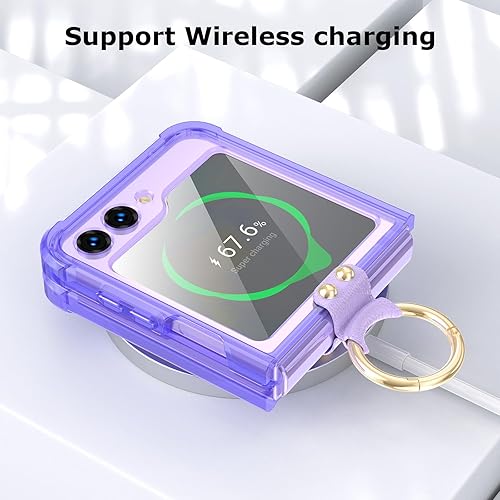 Miniatura 5 de Diseñada para Samsung Galaxy Z Flip 5, transparente con anillo, anticaídas a prueba de golpes, funda protectora compatible con Galaxy Z Flip 5 5 G