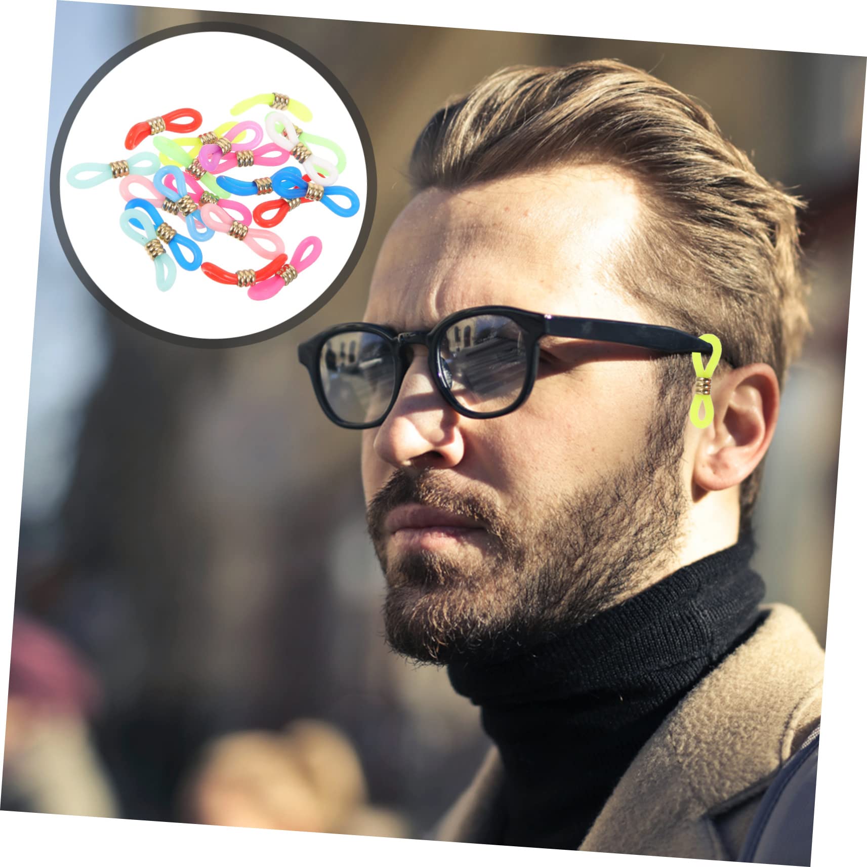 Holibanna Support de Lunettes Embouts pour Chaîne de Lunettes Antidérapant en Silicone et Métal, Lot de 60 Réglables pour Éviter la Perte