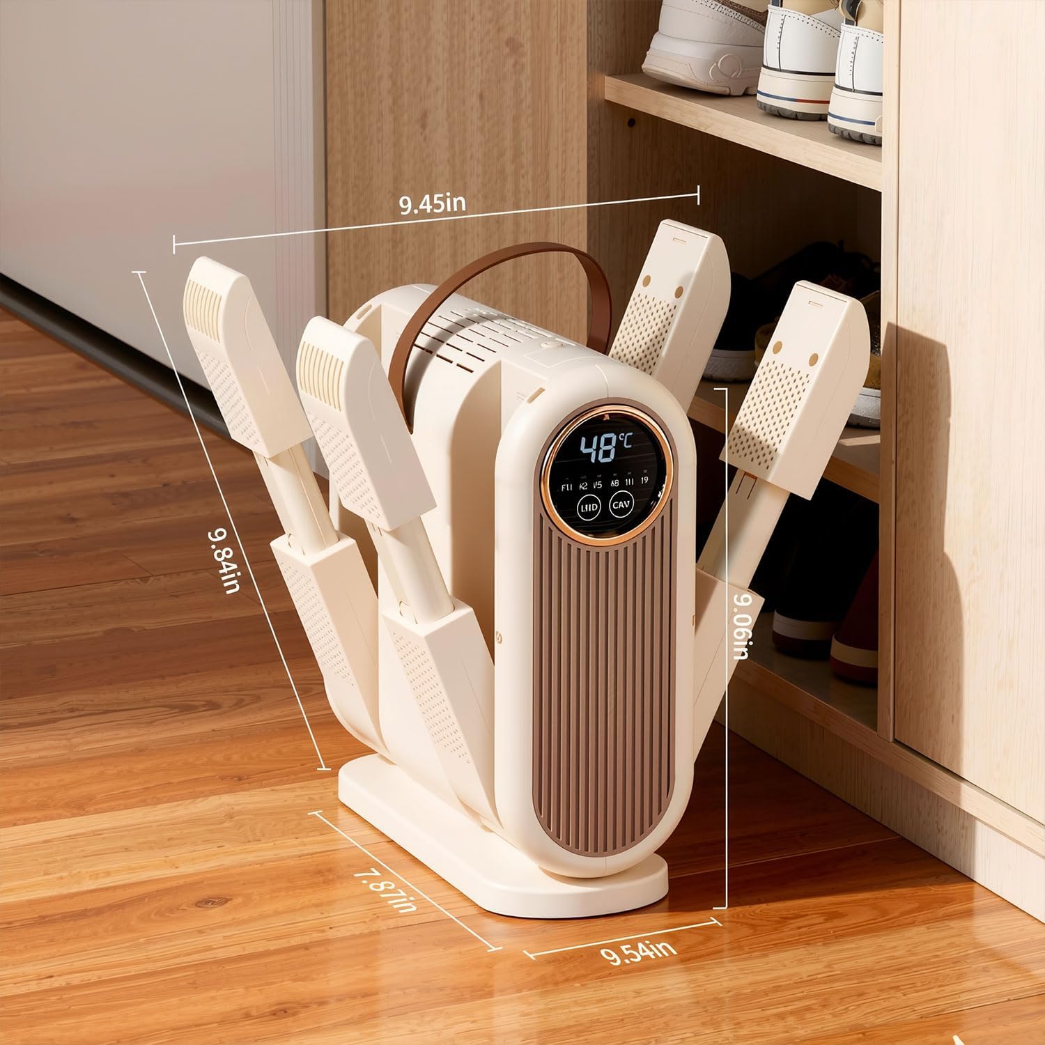 EXELIQ Shoe Dryer with Deodorizer and Warmer Quiet Portable Design for Work Boots and Gloves Fast 360° Air Circulation Drying Rack