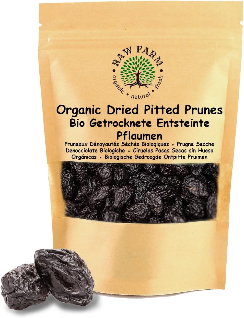Raw Farm - Organic Dried Pitted Soft Prunes 1 kg โ No Addded Sugar, No Preservatives, Sorbate-Free, Unsulfured | Naturally Sweet, Non-GMO, Fiber-Rich Snack