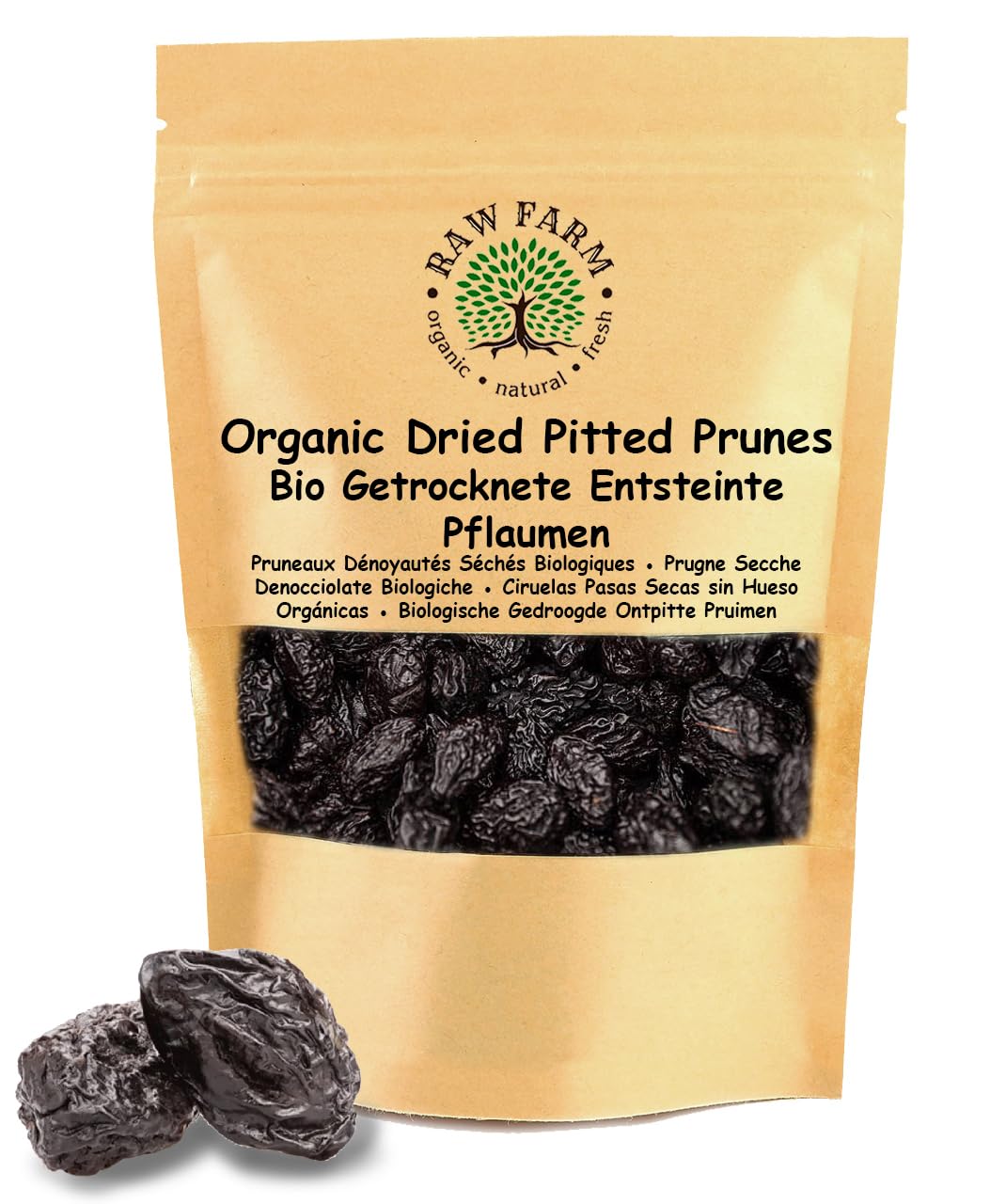 1 kg Organic Dried Pitted Soft Prunes – No Addded Sugar, No Preservatives, Sorbate-Free, Unsulfured | Naturally Sweet, Non-GMO, Fiber-Rich Snack