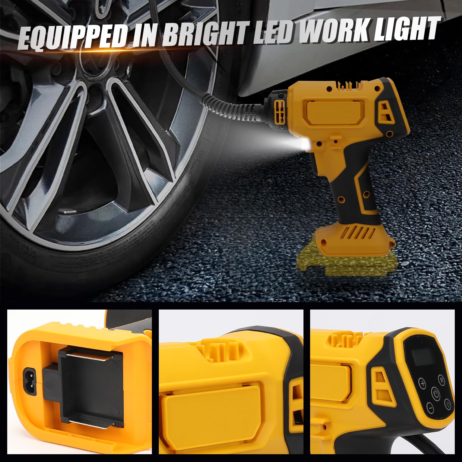Sprężarka akumulatorowa Dewalt 21 V 160 psi kompresor samochodowy cyfrowy wskaźnik ciśnienia LED