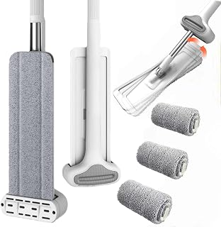 Auckway Flat Mop, Self Wringing Floor Cleaning Mop - 360 Hands-Free Microfiber Floor Mop with 5 x Microfiber Washable Pads