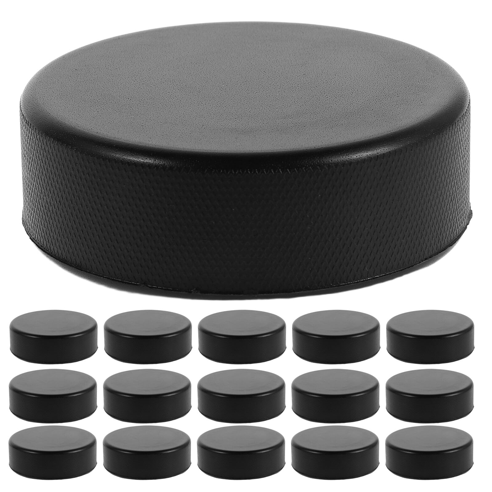 SOIMISS Lot de 16 Palets de Hockey sur Glace en Mousse Noire, Légers et Solide, pour Entraînement de Hockey en Salle, Jeux de Table et Loisirs, Équipement Sécurisé pour Adultes