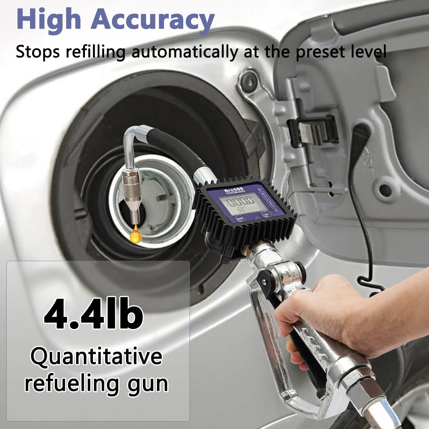 Oil Pressure Tester Digital Gun, Motor Oil Fluid Dispenser Electronic Valve Oil Control Meter Nozzle, Air Operated Pump Control Fuel Transfer Gun with Digital Meter for Refueling Trucks
