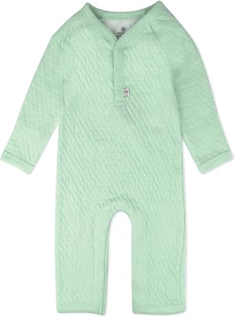 HonestBaby Baby Long Sleeve Center Snap Coverall 100% Organic Cotton for Infant, Baby Boys, Girls