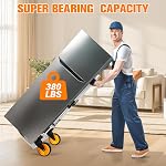 380 LB Capacity pliant chariot à main pliable en aluminium avec roues, chariot portable avec poignée télescopique pour le déplacement Gorpuire