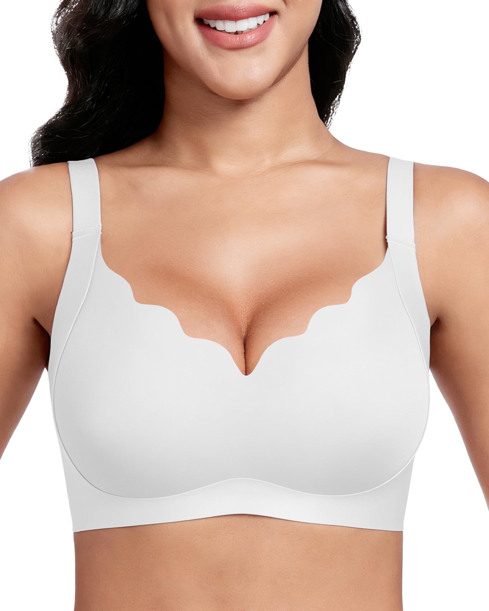 Vinfact Push up BH Damen Ohne Bügel Nahtloser BH für Große Brüste Starker Halt Bügelloser Bequem T Shirt Schlaf BH