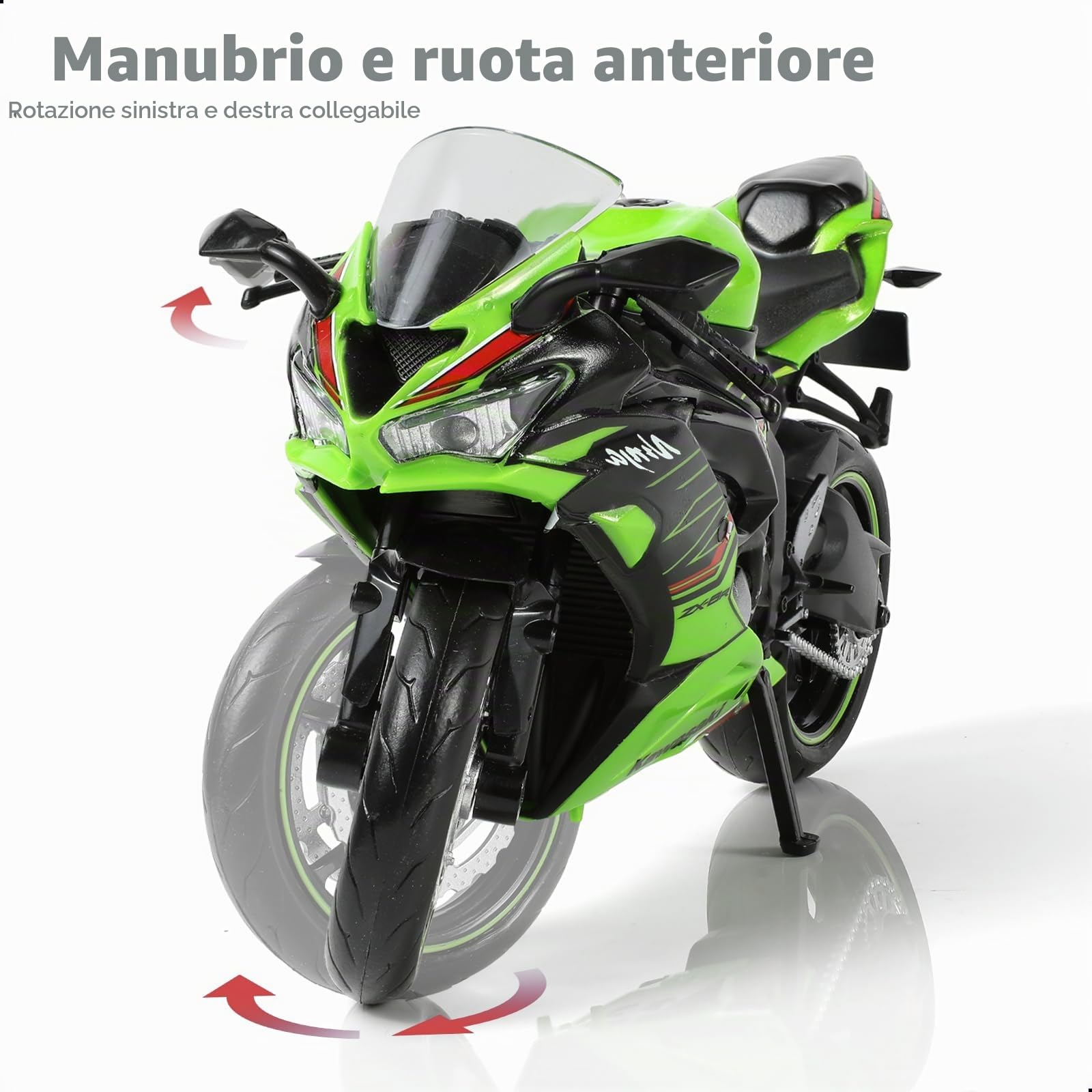 1:12 Modello compatibile per Kawasaki Ninja ZX-6R in Metallo Diecast - Moto Giocattolo Mini - Regalo (Verde)