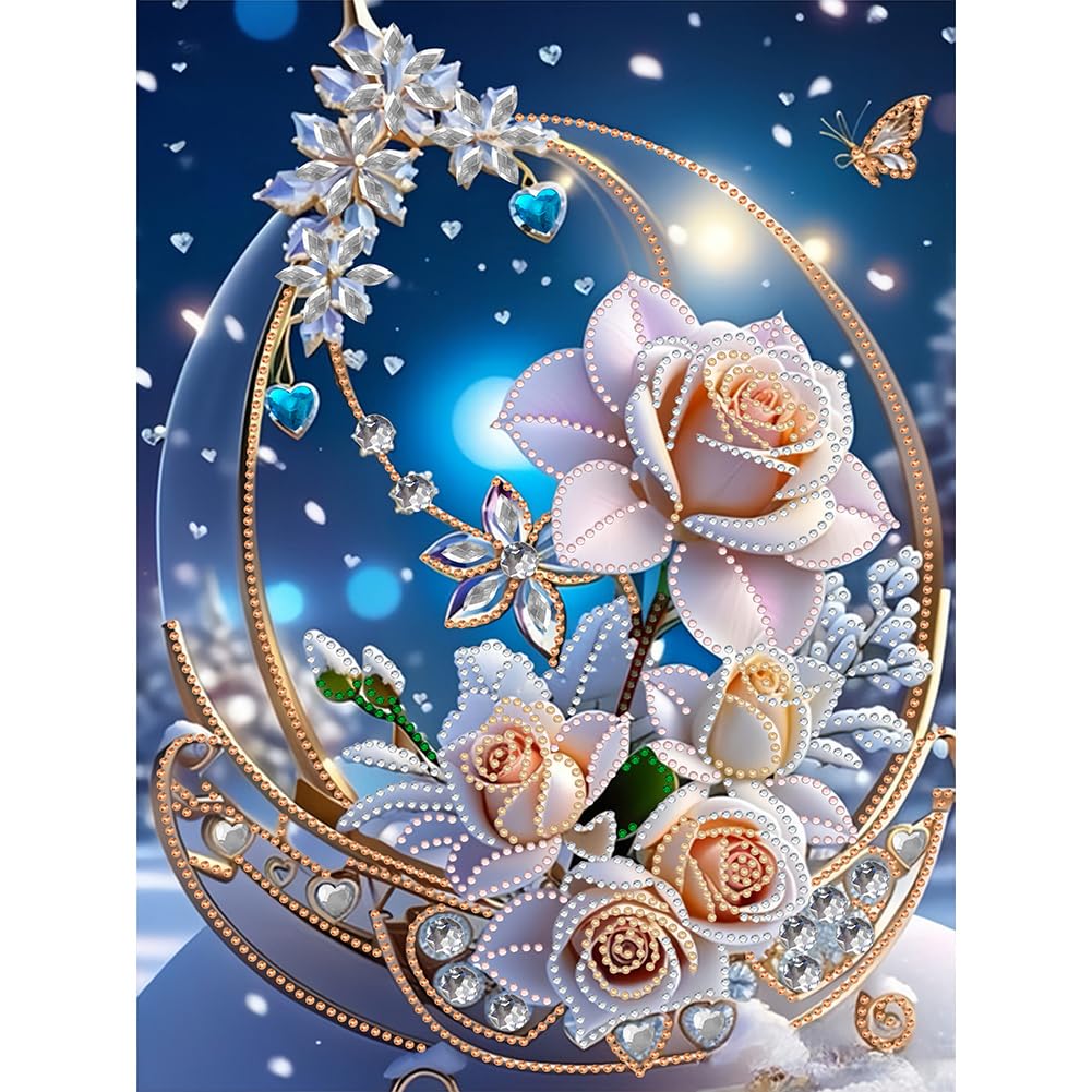 Diamond Art Painting Kits for Adults,5D Special Shape Diamond Painting Kits, Crystal Rhinestones Diamond Dots and Crafts Adults for Home Decor(Flower) 11.8 * 15.7inch