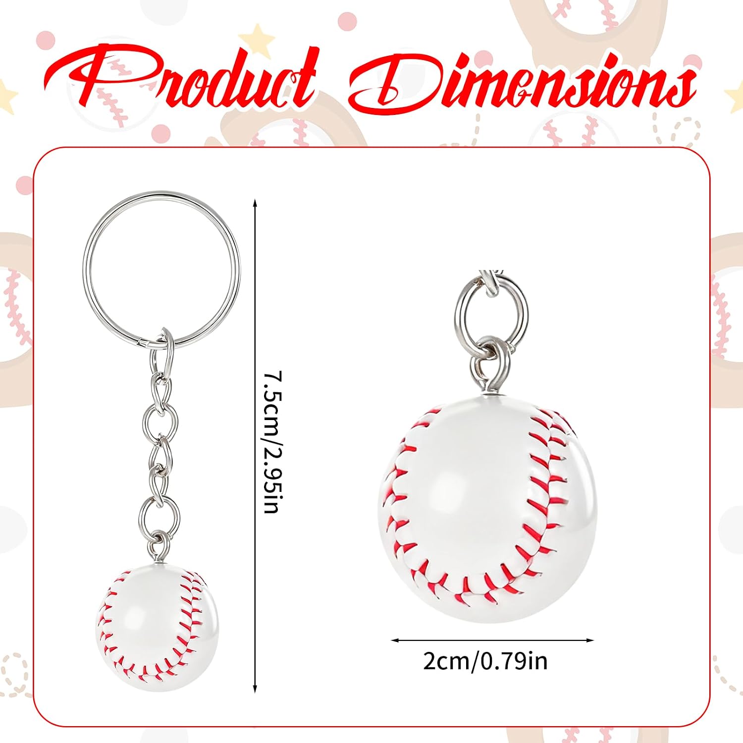 Mini Baseball Keychain, Simulation Sport Ball Theme Key Chains for DIY Craft Sports Theme Party Rewards Party Favors