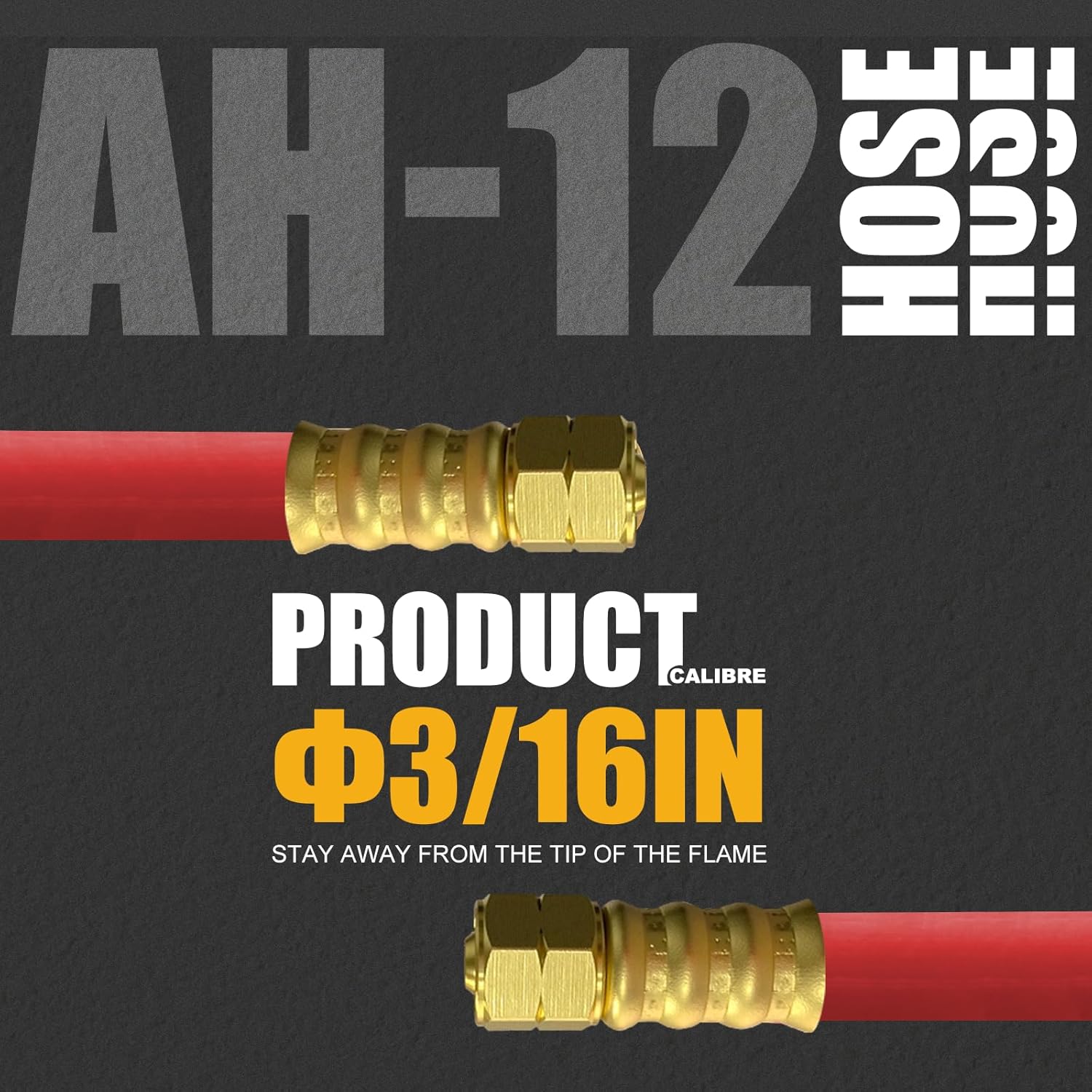 Turbo Style 0386-1090 Ah-12 Hose Acetylene, "A" fittings, 12' Professional Series
