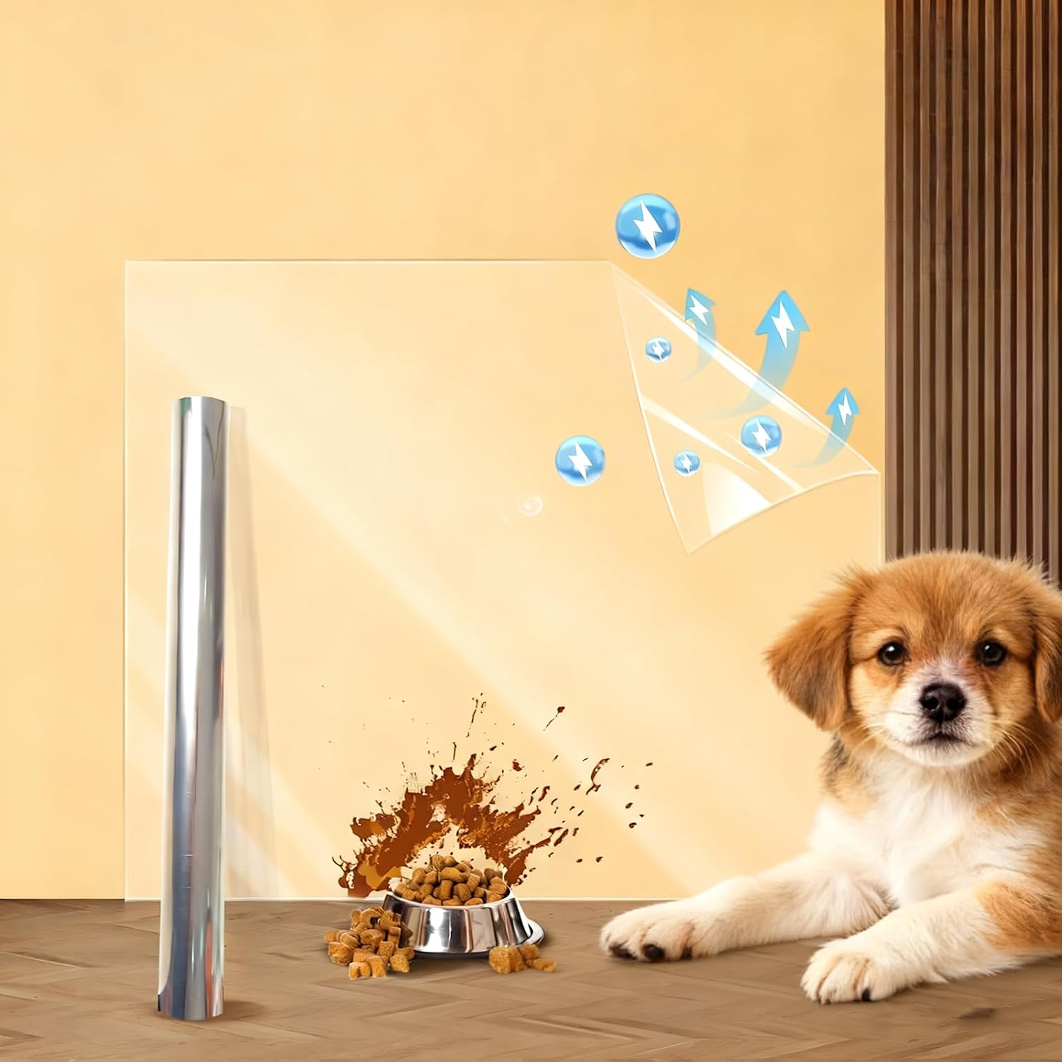 Electrostatic Wall Protective Film 15.7x393 Inches, Clear Static Cling Wall Protector No Glue Removable, Oil Proof Waterproof Kitchen Backsplash Cover, for Furniture Doors from Pets Scratches