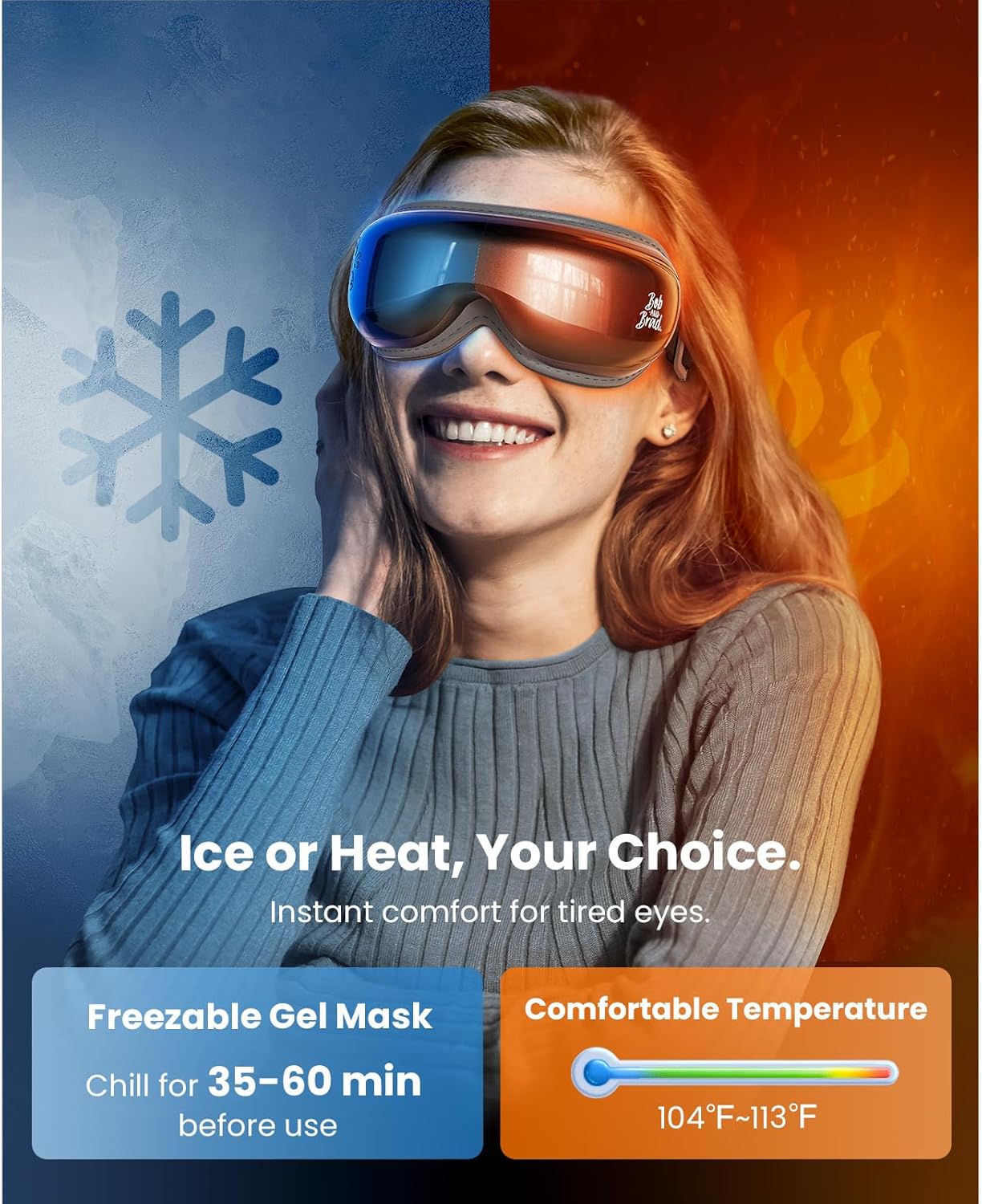 BOB AND BRAD Eye Massager with Heat and Cooling, EyeOasis 3 Eye Massager for Migraine FSA Eligible/HSA Eligible, Heated Headache Massager for Dry Eye Relief, Temple Massagers for Stress Relief - Image 2