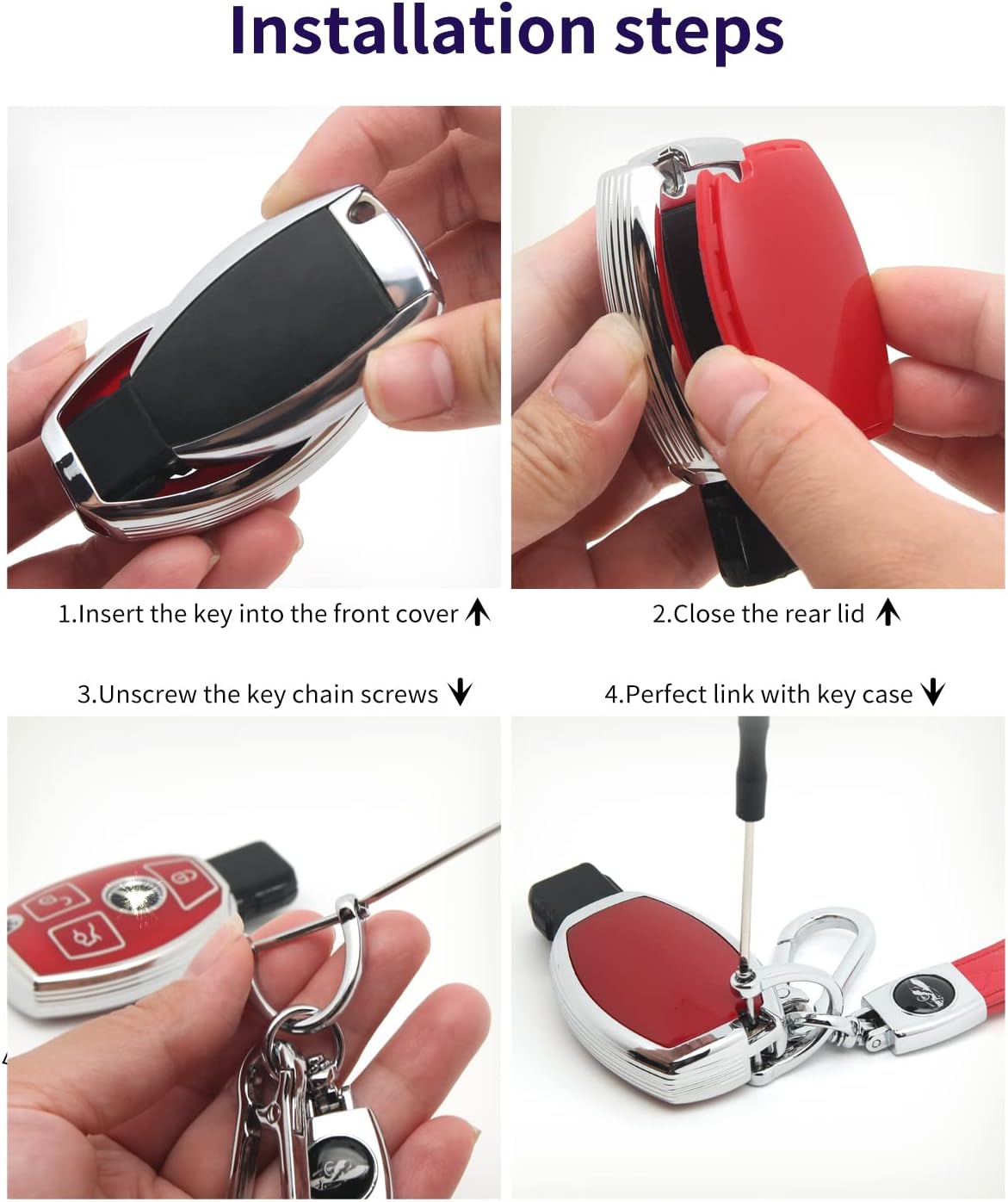 Suitable For Mercedes Benz keys.Advanced soft TPU key Cover is compatible with CLS CLK AMG CLK GLC GLE GLS ML SL SLK A C E R S G Smart Remote Key (Type A red Key Case + key chain set) - Image 7