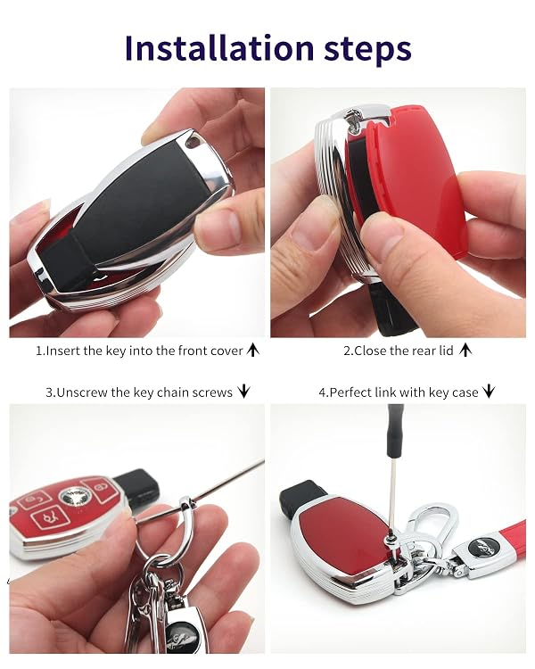 HAOYOUMEI Suitable For Mercedes Benz keys.Advanced soft TPU key Cover is compatible with CLS CLK AMG CLK GLC GLE GLS ML SL SLK A C E R S G Smart Remote Key (Type A red Key Case + key chain set) by HAOYOUMEI - Image 7